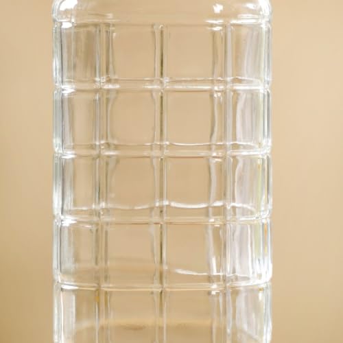 Image of Nestasia Glass Water Bottle Set of 2 (720ml Each) | Grid-Embossed Leakproof Glass Bottle Set with Cap for Juice, Milk, Detox Water, Office & Daily Use | Transparent & Durable Fridge Water Bottle