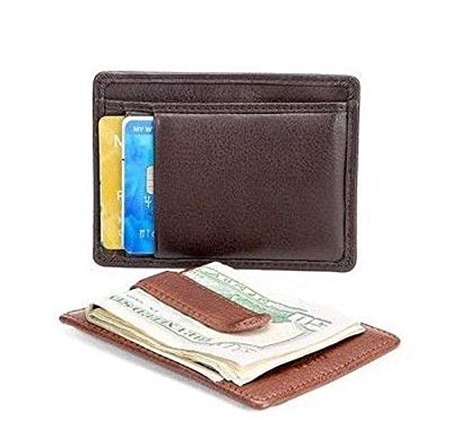 RFID Leather Money Clip Mens Wallet (Brandy)