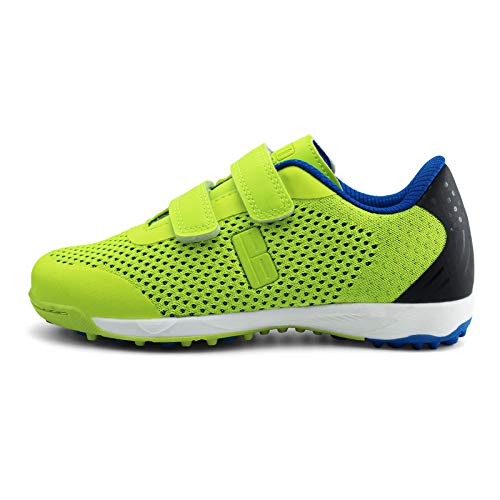 brooman Kids Knit Indoor Soccer Shoes Boys Girls Athletic Football Shoes (3,Lime)