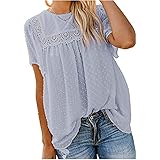 Designs: Damenoberteile mit sexy Ausschnitt, einfarbigem Blumendruck, kurzen Ärmeln, plissierter Vorderseite und lockerer Passform lassen Sie stilvoll und schick aussehen. Der Swing-Saum verdeckt Ihren Bauch perfekt.