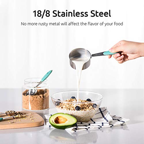 Image of U-Taste Measuring Cups Spoons Set, 18 /8 Stainless Steel, 10Pcs, Aqua Sky