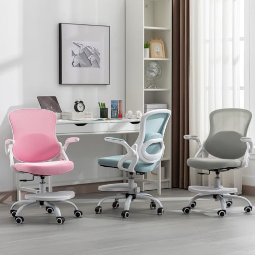 Image of Kids Desk Chair,Ergonomic Study Chair with Adjustable Height,Swivel Mesh Desk Chair with Wheels,Home Office Chair for Children in Home Bedroom Pink