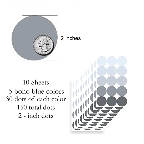 Blue Polka Dot Wall Decals - 150 2-Inch Blue Boho Rainbow Wall Decal Dots For Wall | Removable Wall Stickers Boho Nursery Decor Boy Or Girl | Polka Dot Classroom Decor Vinyl Wall Decal Dots | Boho Wall Decals Peel And Stick Blue Rainbow Dot Stickers #TOP1
