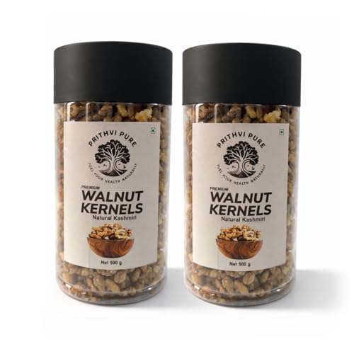 Image of PRITHVI PURE Walnuts Kernels 500gmx2 | Natural Crunchy & Nutritious | Akhrot Without Shell | Rich in Omega-3, Protein & Antioxidants | Gluten-Free | Ideal for Snacking, Baking & Cooking