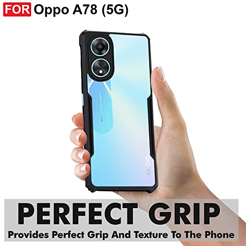 Image of CEDO Backcover for Oppo A78 (5G) | Camera Protection Shockproof Bumper-Edge | Acrylic Crystal Clear 360 Degree Protection TPU+PC | Transparent Eagle Back Case Cover (Black)