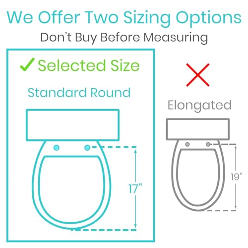 Image of Vive Raised Toilet Seat Riser for Seniors (with Handles) - Handicap Rail