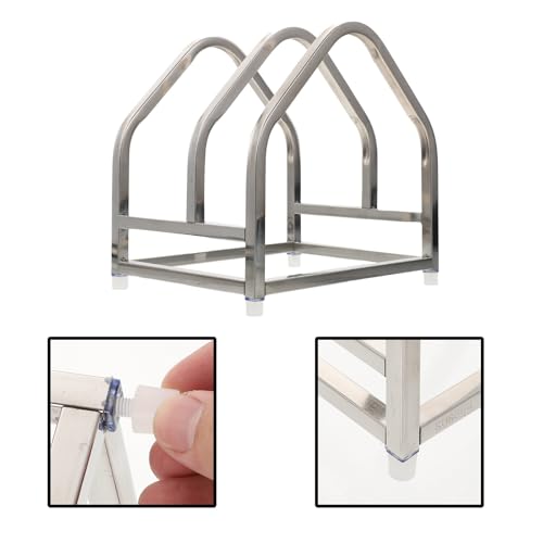 Soporte para tabla de cortar de acero inoxidable antideslizante con 2 capas 6