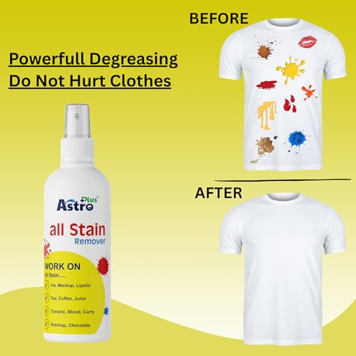 Image of Astro Plus+ 100ML Stain Remover Spray for Clothes | Suitable for All Fabrics | Toxin-free Easy to Carry | Eco-friendl Clean Grease All color Stain Remover Fabric, Carpets, Linens, Laundry