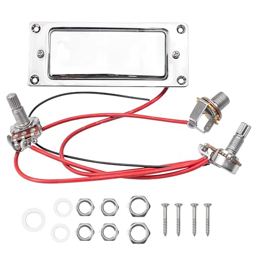 Pre-Wired Guitar Pickups, Humbuckers Wiring Harness Parts For Cigar Box Electric Guitar, Volume Tone Pots 500K Jack and Double Dual Closed Coil Electronics Kit, Chrome Musical Instrument For Guitarist