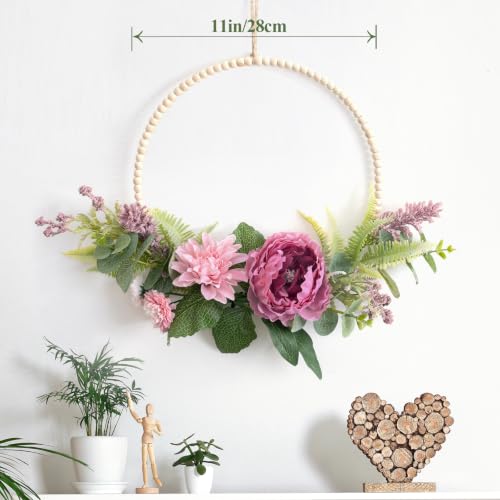 Couronne de pivoine artificielle haut de gamme Weldomcor rose - 4