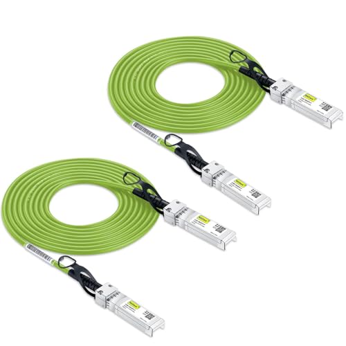 Image of 10Gtek [Green Colored 10G SFP+ DAC Cable - Twinax SFP Cable for Cisco SFP-H10GB-CU3M, Meraki MA-CBL-TA-3M, D-Link, Supermicro, Netgear, Fortinet, 3-Meter(10ft), Pack of 2