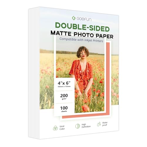 Double Sided Matte Photo Paper 4x6, 54LB Inkjet Printer Paper 100 Sheets