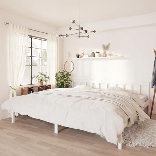 Sufrk Estructura de Cama de Madera Maciza de Pino Blanca 200x200 cm Estructura Cama Base tapizada Bases para Camas Estructura de Cama