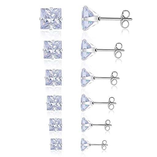 6 pares Pendientes de Tuerca de Circón Pendientes de Tuerca Hipoalergénicos Cuadrados de Acero Inoxidable de 3-8 mm Pendientes de Cartílago con Parte Posterior Plana para Hombres y Mujeres | Ya disponible en tu tienda friki favorita! En mundofriki.es!