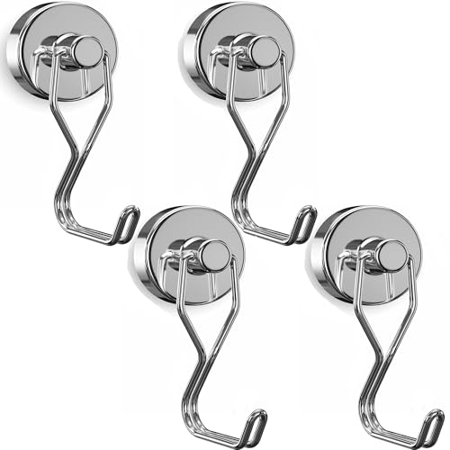 Homion 【4個セット】マグネット フック ステンレス製 錆びない 磁石付き 垂直耐荷重30kg 水平耐荷重10kg 直径32MM 防腐食 冷蔵庫 玄関 キー ホルダー キッチン オフィス 浴室 お風呂 壁掛け用