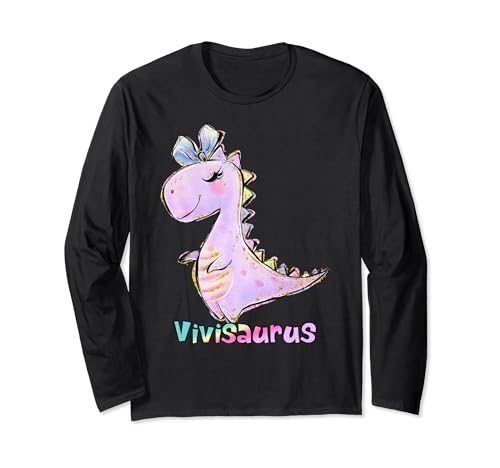 Vivi Nombre Camisa Niña Dinosaurio Cumpleaños Vivian Vivisaurus Manga Larga