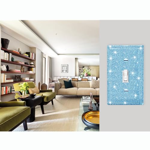 Image of 4 Pcs Shiny Blue Rhinestones Light Switch Plate Wall Plates Toggle Light Switch Cover Decorative Durable Switch Covers Outlet Covers