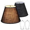 Black Hardback Lamp Shades Set of 2, Drum Linen Lamp Shade for Table Lamps and Floor Lamps, 6.9 x13 xH10 inch(Medium Size),Spider Fitter, E26 Harp Holders Included,Assembly Required