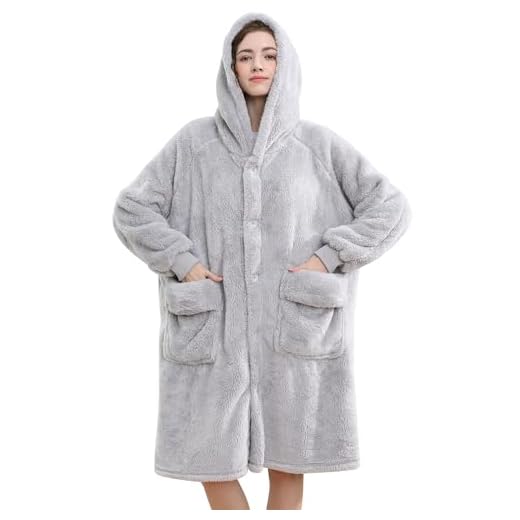 NIMOJIRO Wearable Blanket Hoodie, Fleece Sweatshirt Oversized Hoodie Blanket for Adults Women Men, Sherpa Warm and Cozy Hooded Blanket