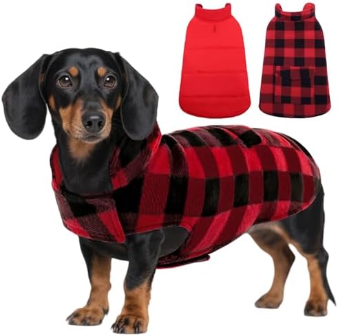 ASENKU Hundemantel Winter S – Wasserdicht & Fleece für kleine Hunde | Wendbar, Klettverschluss, warmes Hundejacke Perfekt für Jack Russell, Zwergschnauzer, Shih Tzu, West Highland
