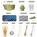 Matcha Whisk Set,11Pcs Matcha Set,Matcha Kit,Whisk Made from 100% Natural Bamboo, 11-component set for all your matcha-making needs,Contains stainless steel spoon, measuring cup(green)
