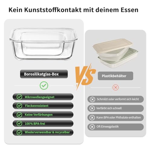 Glasbehälter mit deckel Glasschüssel mit deckel Glasdosen mit deckel set kühlschrank organizer glass containers with lids obst gemüse… – Ansicht 6