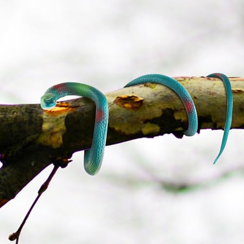 Grevosea 3 Stück Gummischlange künstliche Schlangen gummischlange schlangen Schlange Spielzeug für Garten, Streich, Requisite, Vögel erschrecken, Halloween, Partygeschenke