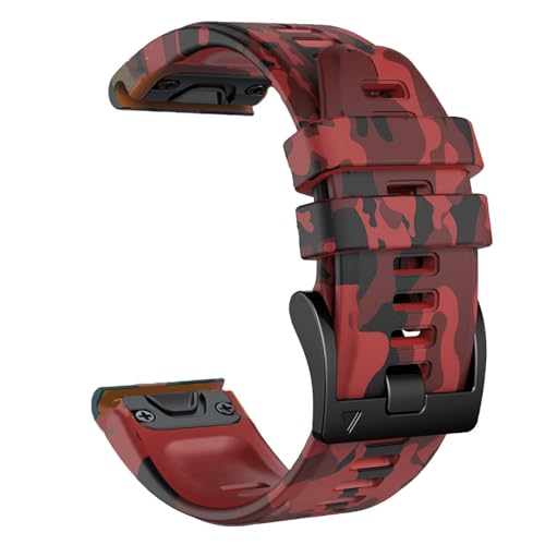 [�����ȓX] 22/26mm ���ʃV���R���N�C�b�N�����[�X�X�g���b�v�A�ɓK����Garmin Tactix 8/Fenix 8 Pro E 7 7X 6 6X 5X Plus/Epix Pro/Forerunner 970 �X�g���b�v���܂��B(Red cam