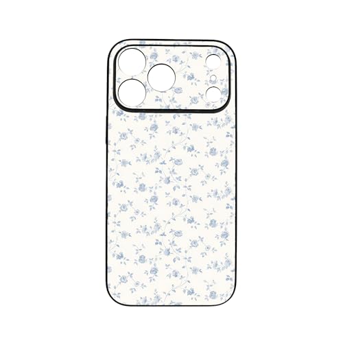 qizjio Coquette Aesthetic Phone Case Shockproof Protective Blue Flower Phone Cover for iPhone 17 Pro Max