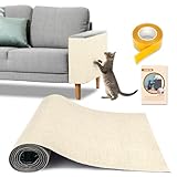 Cat Scratch Couch Furniture Protector, 90" x 16" Trimmable Anti-Scratch Couch Protector from Cat Claws with Double Self-Adhesive Carpet, Great for Sofa & Indoor Wooden Furniture (Off White)