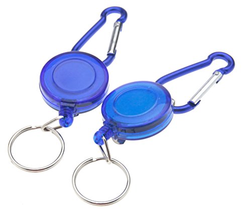 Micro Trader New 2 Pieces Black Retractable Key Chain Badge Reel Recoil Holder Pass ID Card (10pcs, Blue)