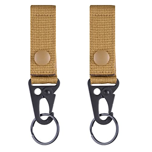 TRIWONDER Taktische Schlüsselanhänger, Gürtel karabiner, Gürtelclip, Molle karabiner, Gurtband für Bergsteigen Camping Wandern Outdoor Aktivitäten (Khaki - 2) Cover