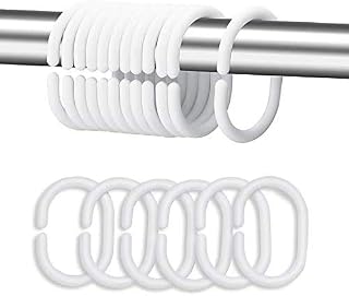 Plastic Shower Curtain Rings Hooks for Bathroom Shower Window Rod (24 Pack White )