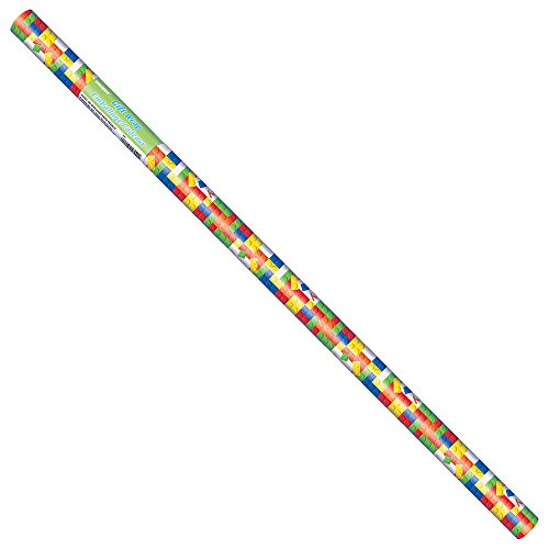 Image of Building Blocks Birthday Multicolor Paper Gift Wrap (76cm x 152cm) 1 Piece - Fun & Creative Wrapping Paper for Kids Present