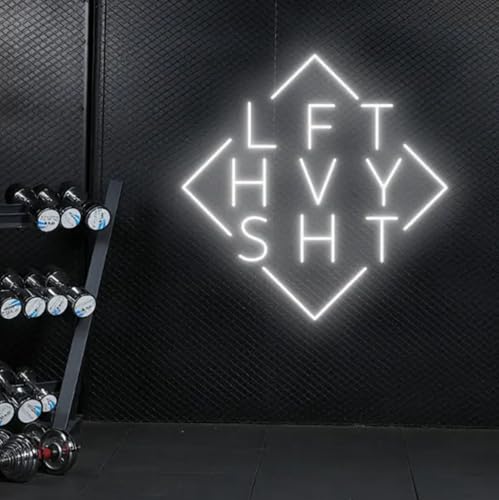 LFT HVY SHT Weightlifting Neon Sign, Fitness Wall Art for Powerlifting, Bodybuilding, Strength Training, Workout Room or Home Gym Décor Size:19 x19inch