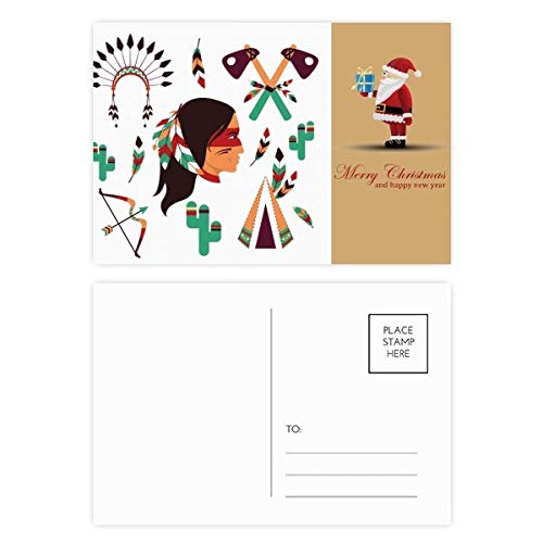 Cartes postales indiennes de la tribu du Père Noël sur papier rigide d'art primitif