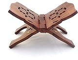 Wooden Book Stand for Reading Geeta, Bible, Holy Books Handcrafted Carving Design Book Holder for Ho