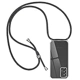 Funda con Cuerda Compatible con Samsung Galaxy A52s 5G/ A52 4G&5G, Transparente Silicona Carcasa con Colgante para Samsung A52/ A52s, Rosyheart Suave TPU Gel Correa Collar Protector Case Negro