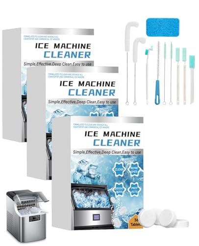Ninnyi 108 Pcs Ice Machine Cleaner Ices Maker Cleaning Effervescent Tablet with 10 Pcs Cleanup Tools
