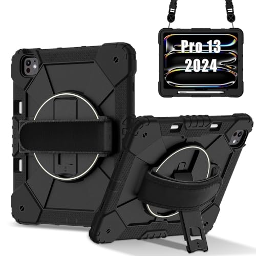 Protection iPad Pro 11 M4 2024 coque silicone rigide antichoc sangle noire