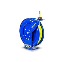 COXREELS P-LP-425-HV Retractable Low Pressure Spring Rewind Hose Reel 1/2" I.D., 25 Hose Capacity, with high Visibility Safety Hose, 300 PSI, Made in USA