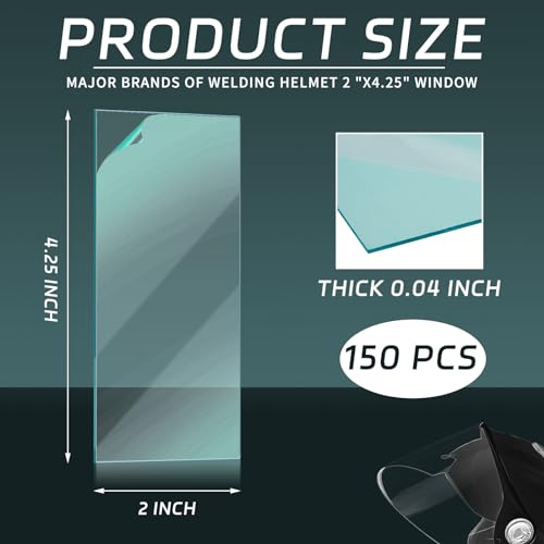 Image of 150 Pcs 2'' x 4.25'' Clear Welding Lens 0.04 inch Thick Welding Cap Hood Clear Lenses Cover Replacement Transparent Universal Helmet Accessories Top Protection for Protecting Eyes