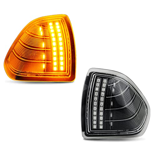 D-Lumina LED Side Mirror Turn Signal Light Left and Right Lamps Clear Cover Lens for 2010-2018 Dodge Ram 1500 2500 3500 4500 5500, Rear View Mirror Lights Replace 68302828AA 68302829AA, Pack of 2