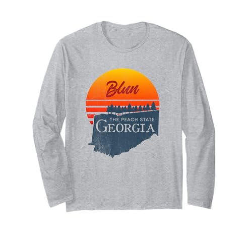 Blun Georgia Peach State Vintage Sunset Design Long Sleeve T-Shirt