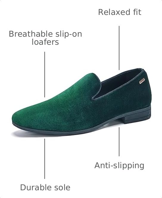 Image of UUBARIS Mens Velvet Loafers Slip-on Dress Shoes Fashion Style Driving Shoes Classic Tuxedo Shoes Casual Oxford Shoes