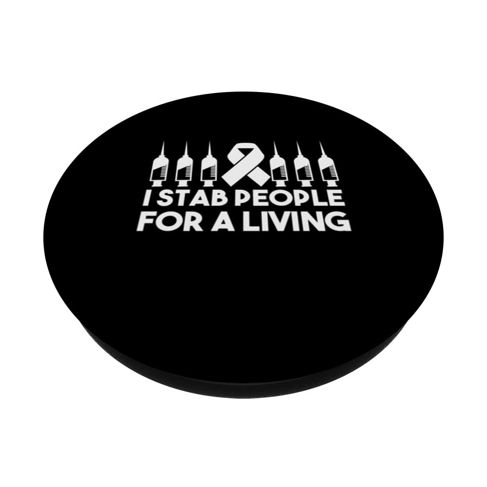 I Stab People For A Living Best Nurse Ever Registered Nurse PopSockets Swappable PopGrip, Black - Image 2