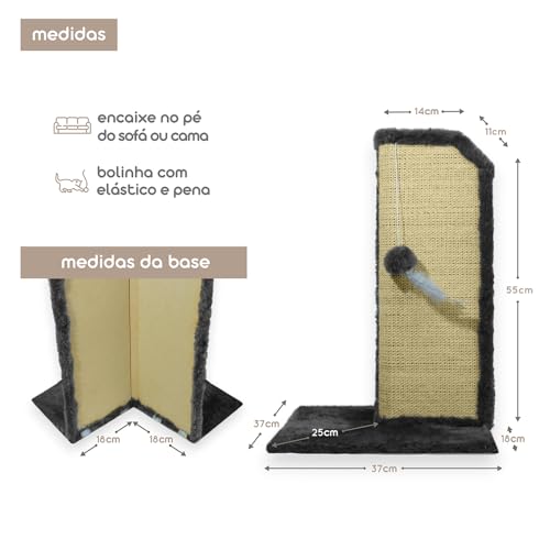 Kit com 2 Arranhador Protetor para Canto de Sofá e Cama Base Externa Cinza