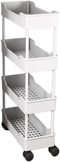 Storage Wagon, Gap Rack, Refrigerator Side / Bathroom Storage, Width 5.9 / 7.9 / 9.8 inches (15 / 20 / 25 cm), 3 Tiers, 4 Tiers, Casters, Compatible with Dividers and Plastic Bottle Racks