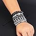 Tosmifairy 4Pcs/Set Fashion Street Hip Hop Leather Studded Cuff Bracelets Multiple Wristbands Bangle Emo Acceossries for 80s Punk Rock Concert Outfit (Solid Studded + Spiked)