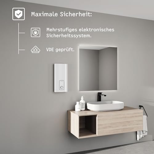 STIEBEL ELTRON Elektronischer Durchlauferhitzer DHB 18/21/24 ST Trend, 18/21/24 kW (wählbar), Warmwasserbereiter energiesparend, Küche und Bad, 204202